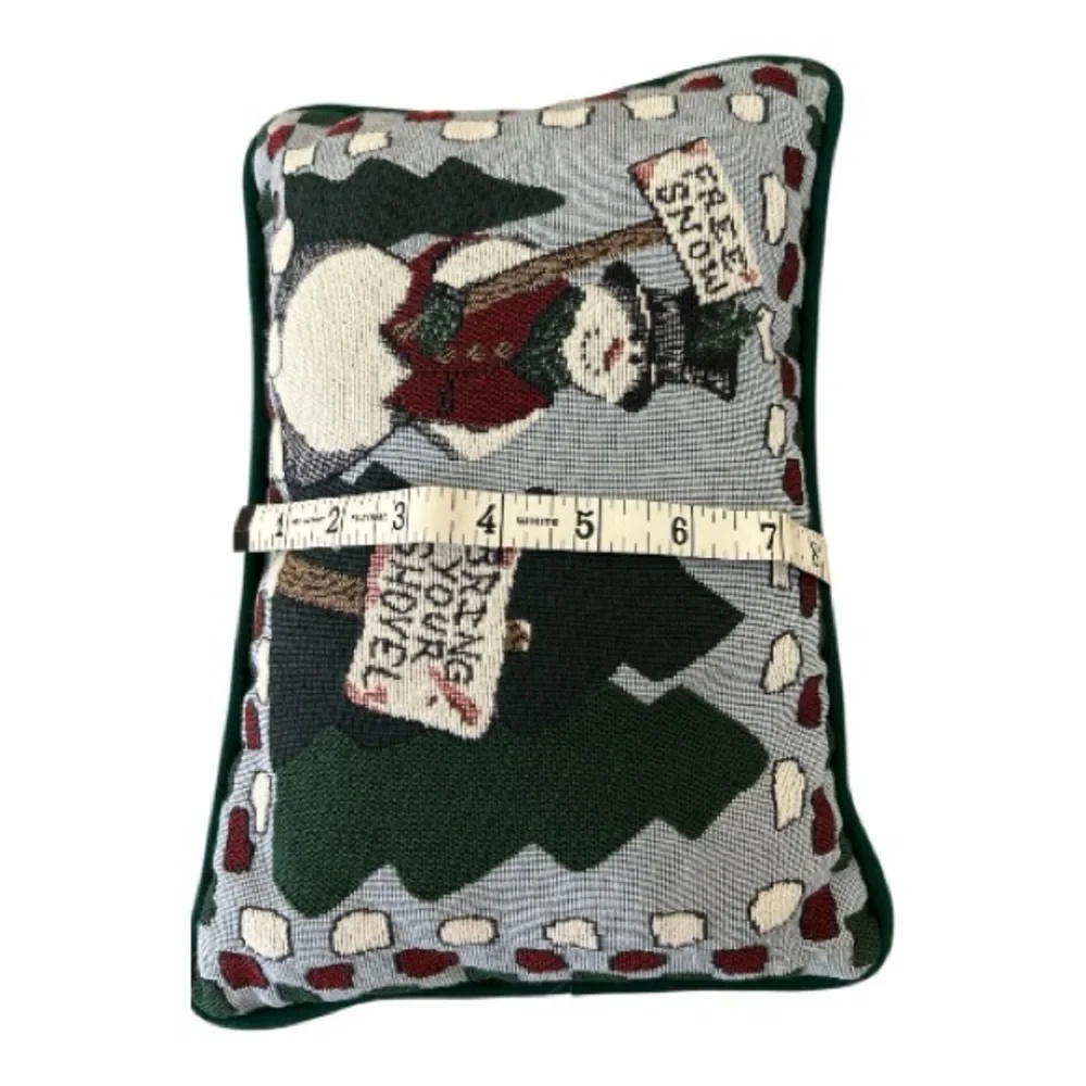 Vintage Riverdale Tapestry Snowman Christmas Accent Pillow